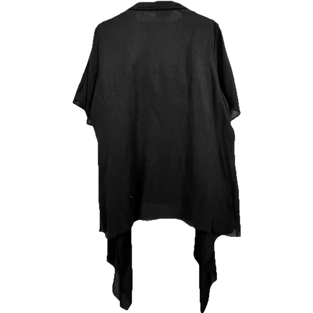 Essentials 2 Piece Black Sheer Cardigan Set Draped Open Front Top Layering OS - Picture 3 of 15